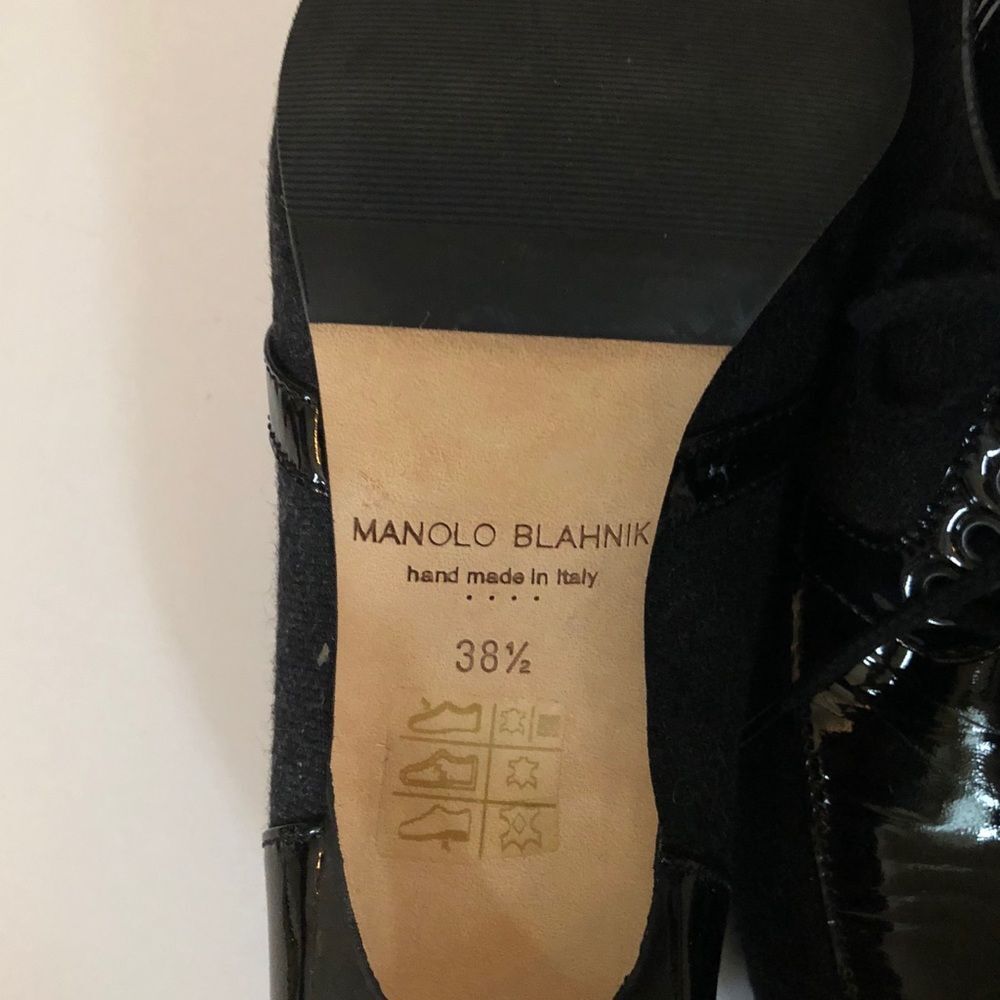 🆕 [Manolo Blahnik] Manolo Blahnik Black Kitten Heel Pumps Pointed Toe Sz: 8 - Picture 4 of 8